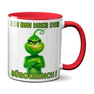 Bürogrinch Tasse Grinch - Kaffeetasse mit Spruch, Weihnachtstasse lustig - (rot) - Bild 1 von 7