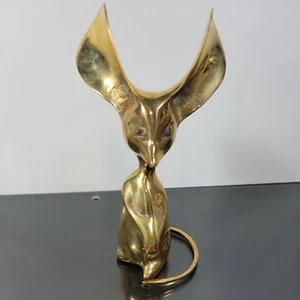Vintage Large Solid Brass Golden Mouse Figurine Long Ears Tail Made In Korea... - Picture 1 of 6