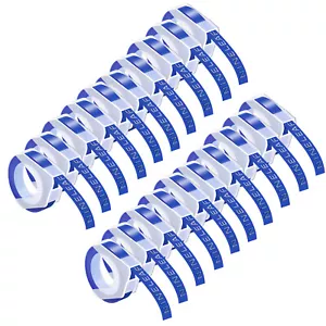 20PK 3D Emobssing Label Tape White on Blue 520106 For Dymo DM1880 DM814580 - Picture 1 of 8
