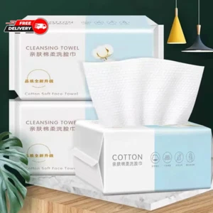 Extra Thick Disposable Facial Towels - Gentle and Absorbent Cotton Makeup Remove - Picture 1 of 10