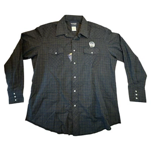 Wrangler Western Check Black Long Sleeve Pearl Snap Shirt Men's XL New With Tags - Picture 1 of 6