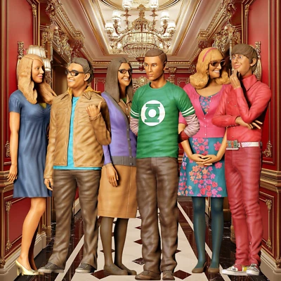 Big Bang Theory 3D print Model Miniature Diorama all 7 Cast Figures Unpainted - Image 1 of 4