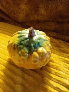 Calabaza de calabaza verrugosa de cerámica Italia Bassano decoración de otoño - Imagen 1 de 2