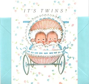 Twins Twin Baby Boys Boy Babies Announcements By Carlton Cards - Set of 8 - Picture 1 of 3