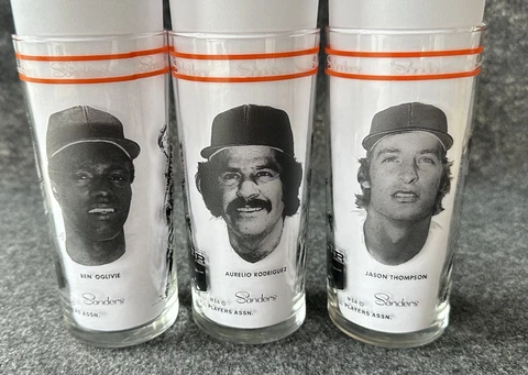 Lot of 3 Vintage 1970s Sanders MLB Detroit Tigers Players 6.5"  Beverage Glasses Cover