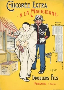Póster original vintage achicorea extra 1905 arlequín francés - Imagen 1 de 1