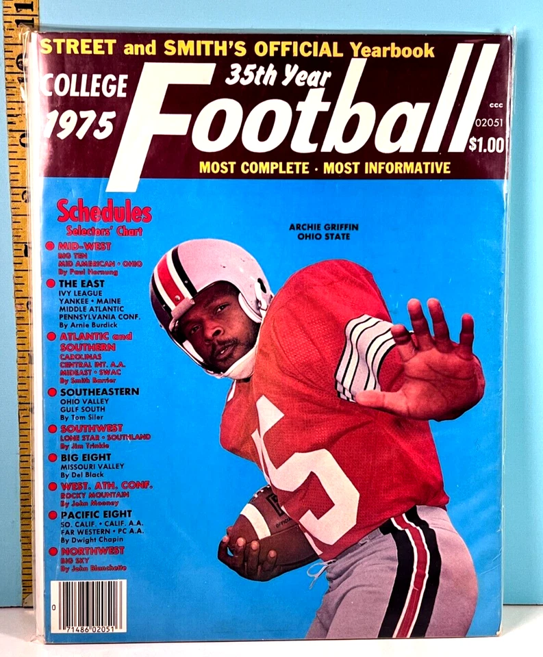 Anuario de fútbol americano universitario Street & Smiths 1975 cubierta Archie Griffin alta calidad🔥 Foto 1 de 1