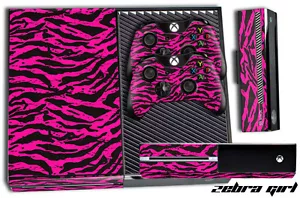 Designer Skin für Xbox One 1 Gaming Konsole + 2 Controller Aufkleber Zebra Pnk - Bild 1 von 1