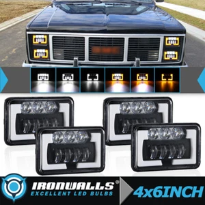 4x 4x6" Headlights H4 DRL Hi-Lo Turn Signal for GMC C1500 Jimmy Chevy C10 Truck - Picture 1 of 12
