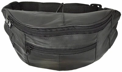 Joggers Leather Waist Fanny Pack Belt Pouch Travel Hip Purse Men Women Black New - Image 1 of 4