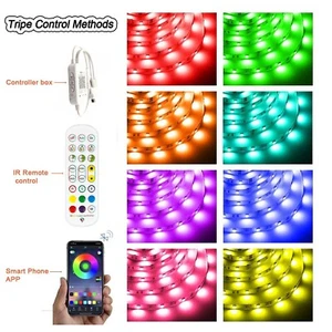 16.4FT 5m 300LEDs RGB LED Streifen Sync mit Musik/Timer Smart Home APP Control - Bild 1 von 11
