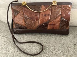 Reem Vintage Genuine Leather Brown Patchwork Purse/Crossbody ~ USA~Beautiful ! - Picture 1 of 12