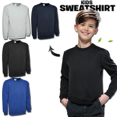 Jungen Sweatshirt Mädchen Langarm Pullover Kinder Uni Schultrikot Alter 5-13