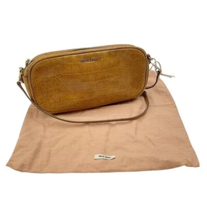 MIU MIU Schultertasche Crossbody Logo Leder braun echt JAPAN - Bild 1 von 19