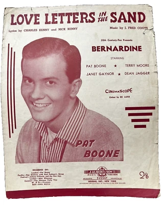 Pat Boone - Love Letters in The Sand 1957 "Bernadine" Australian  Sheet Music - Image 1 of 4