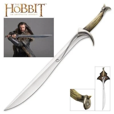 Mejor réplica de espada hecha a mano El Hobbit Orcristo de Thorin OAKENSHEILD con funda Foto 1 de 4