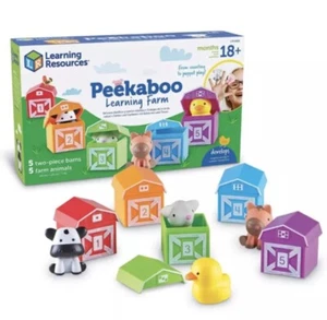 Learning Resources Peekaboo Learning Farm Set Fienile Giocattolo Numerato Finger Puppets - Foto 1 di 3