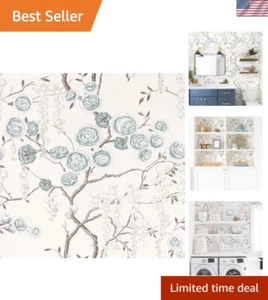 Removable Blue Floral Contact Paper Wallpaper - Easy DIY & Elegant Design - Picture 1 of 9