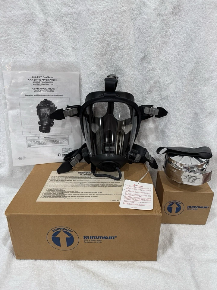 Survivair Opti-Fit 40mm NATO CBRN 7690 Adjustable Gas Mask with Canister - Image 1 of 4