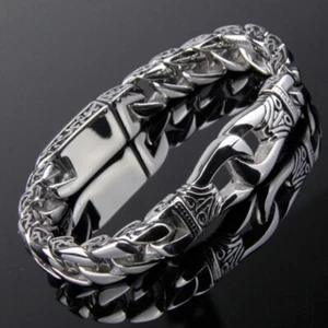 Schwere robuste Herren Edelstahl Motorrad Biker Kette Armband Armband Geschenk - Bild 1 von 15