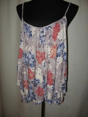 Lauren Conrad ,Layered Tunic Top,Gray Floral ,Rayon Stretch Knit,XL - Image 1 of 4
