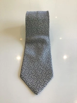 Corbata de cuello Brioni para hombre 3,5X 60,5 plateada azul marino lunares 100 % seda Italia Foto 1 de 4