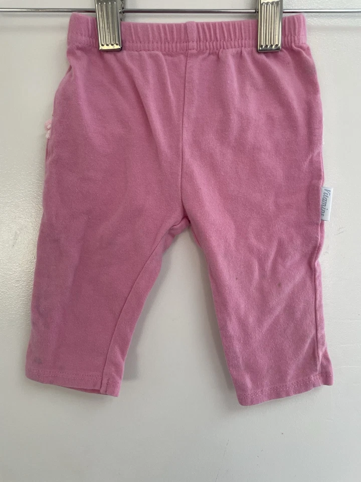 Vitaminas Bebés Niñas Volantes Espalda 100% Algodón Cintura Elástica Pull On Pantalones Rosa 3M Foto 1 de 4