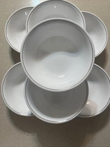 Set Of 7 Corelle Desert Blossom 6 1/4” Cereal Bowls Grey Stripe - Picture 1 of 8