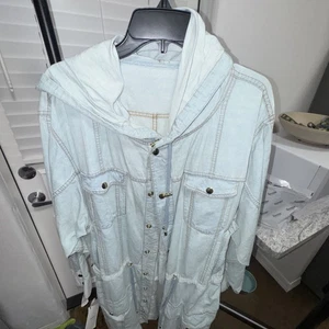 Balmain Light Washed Blue Parka With Hood And Gold Hardware Size M - Picture 1 of 7