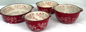 Temptations By Tara Ofengeschirr Schale Cranberry Floral Lace 4 Teile Schale - Bild 1 von 13