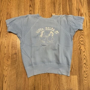 Vintage Crewneck Sweatshirt 22x23 Alpha Delta Pi Monster Troll Distressed Vtg - Picture 1 of 7