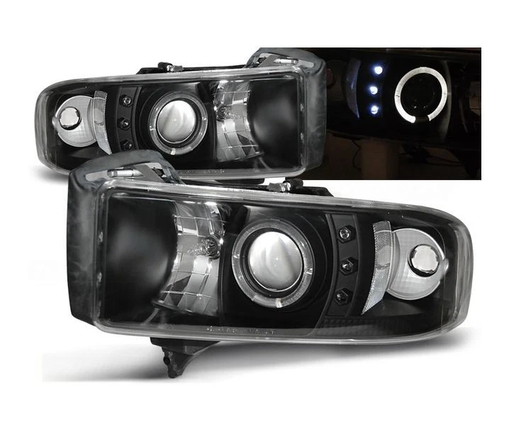 faros para Dodge Ram 1994 1995 1996 1997 1998 1999-2001 ojos de ángel negro LHD Foto 1 de 1