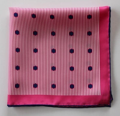 Silk pocket square 42cm. Pink & purple. Hand rolled. Made in England. New defect - Image 1 of 4
