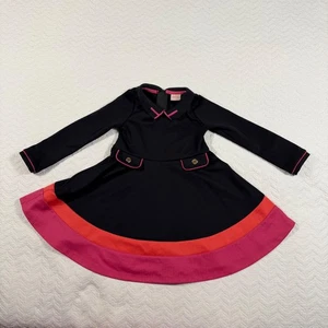 Baker by Ted Baker Mädchen Kleid schwarz rosa koralle Colorblock 2-3 Jahre - Bild 1 von 8