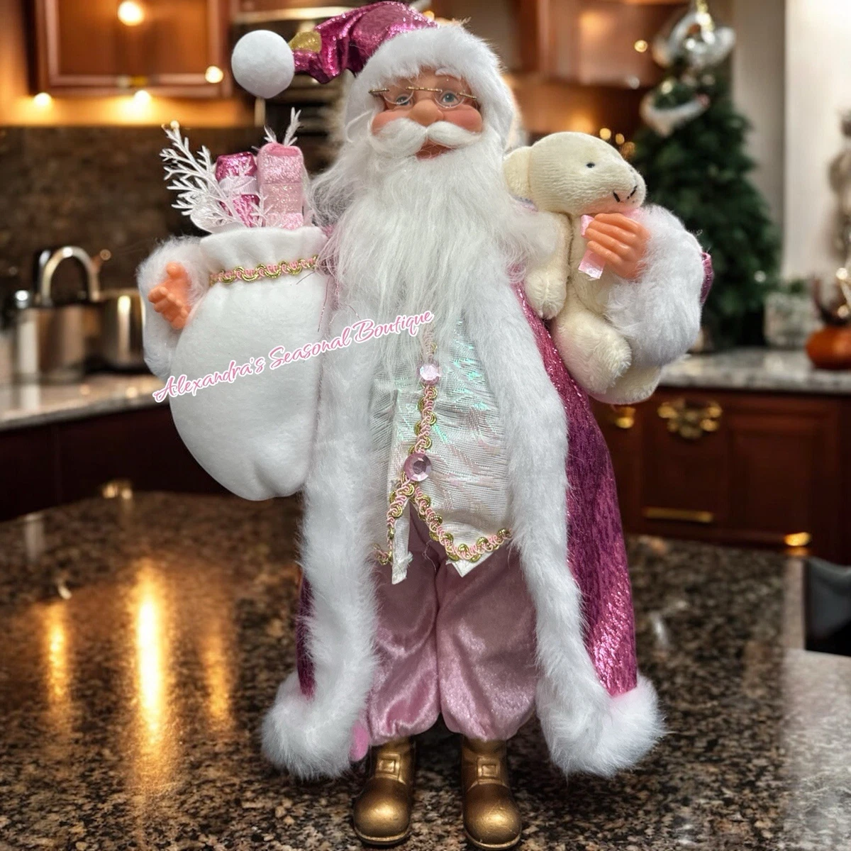 POWDERスタジャンレザーヴィンテージサンタクロース熊ピンクハウス