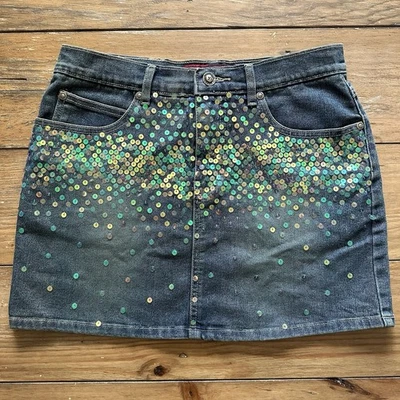 Minifalda vintage de lentejuelas vaqueras Y2K Younique talla 7 Foto 1 de 4