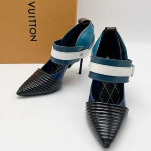 Louis Vuitton Monogram High Heel Pumps Blue x Black Women's Size 39 i15753 - Picture 1 of 10