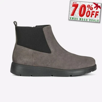 Geox Arlara Imperméable Femmes à Enfiler Mode Daim Bottines Gris - Photo 1/4