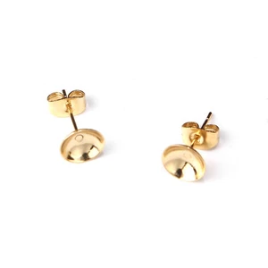 Venta al por mayor 50 piezas de acero inoxidable color dorado base de pendiente en blanco para perla   - Imagen 1 de 2