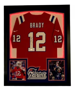 Tom Brady Signed 32x41 Patriots Framed Jersey Display w/LED Lights TriStar Holo - Picture 1 of 12
