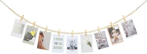 Hanging Photo Display Wall Decor, 2PCS Boho Wooden Bead Garland Collage Picture - Picture 1 of 12
