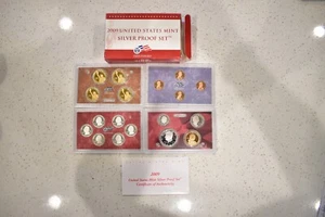 2009 US Mint Silver Proof Set in box with COA total 18 coins - Picture 1 of 9