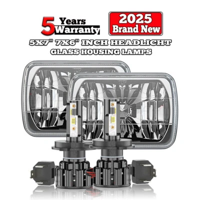 For International 4700 4900 8100 9900 9900I IX Pair 7x6"inch LED Headlight HI-LO - Image 1 of 4