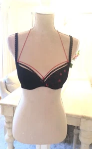 Marlies Dekkers Black With Stars Strappy Push Up Bra - 32B - Picture 1 of 9