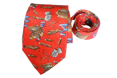 CORBATA HOMBRE AQUASCUTUM ROJO/CIGARROS PATRÓN ANCHO: 3.75" LARGO: 57" Foto 1 de 4