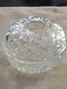 Ajka Crystal 3 1/2" Round Trinket Dish jewelry box w/lid heavy made in Hungary - Picture 1 of 5