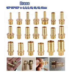 Brass Hose Barb Tail Fitting 1/8 1/4 3/8 BSP to 6mm~19mm.Male Thread Connector - Picture 1 of 26