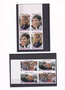 SAINT LUCIA ~ PRINZ ANDREW & SARAH ROYAL WEDDING 2 IMPERF BRIEFMARKENBLÖCKE POSTFRISCH 1986 - Bild 1 von 1