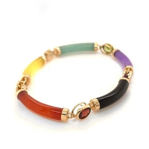 Armband Edelsteine Jade mehrfarbig 585-Gelbgold Wert 2.420 Euro, neu - Bild 1 von 4