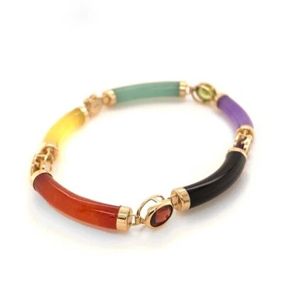Armband Edelsteine Jade mehrfarbig 585-Gelbgold Wert 2.420 Euro, neu - Bild 1 von 4